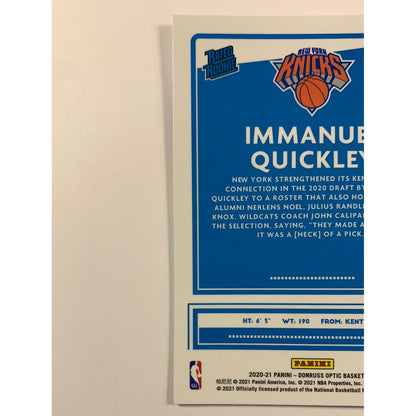 2020-21 Donruss Optic Immanuel Quickley Rated Rookie