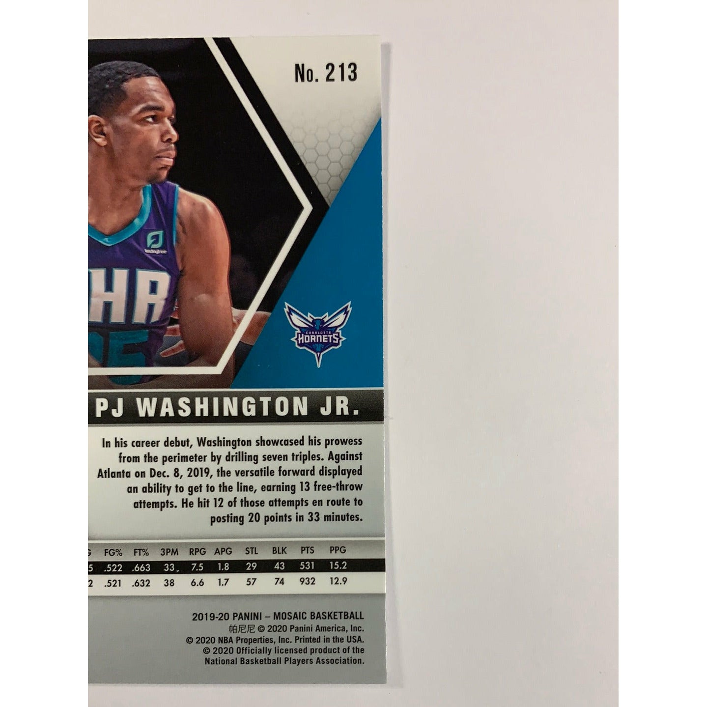 2019-20 Mosaic PJ Washington Jr RC