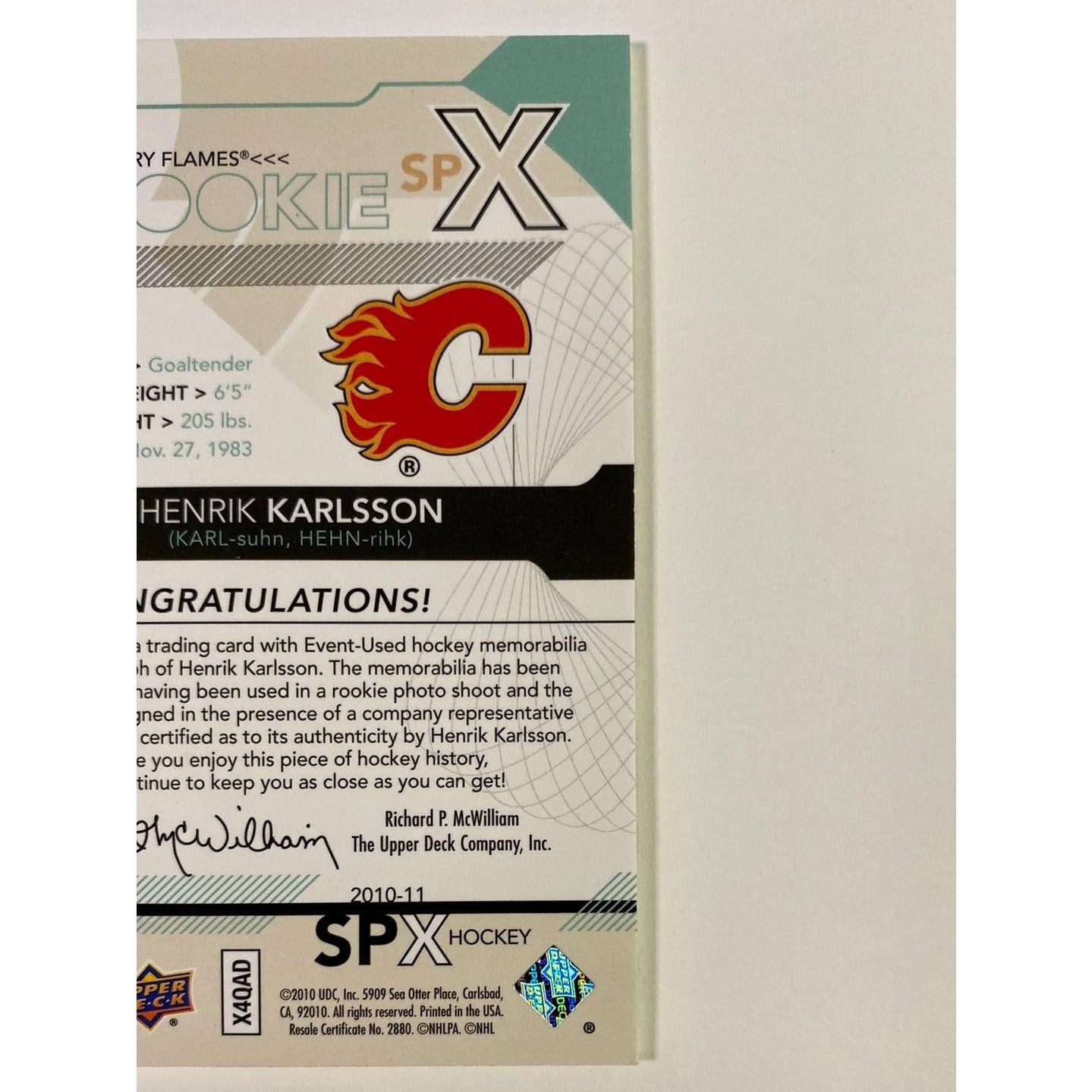 2010-11 SPX Henrik Karlsson RPA /399