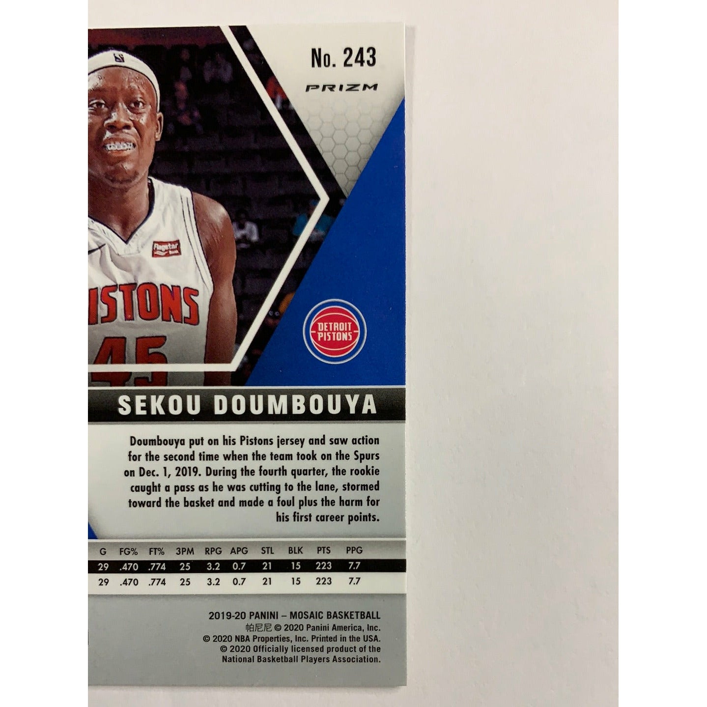 2019-20 Mosaic Sekou Doumbouya Green Mosaic Prizm RC
