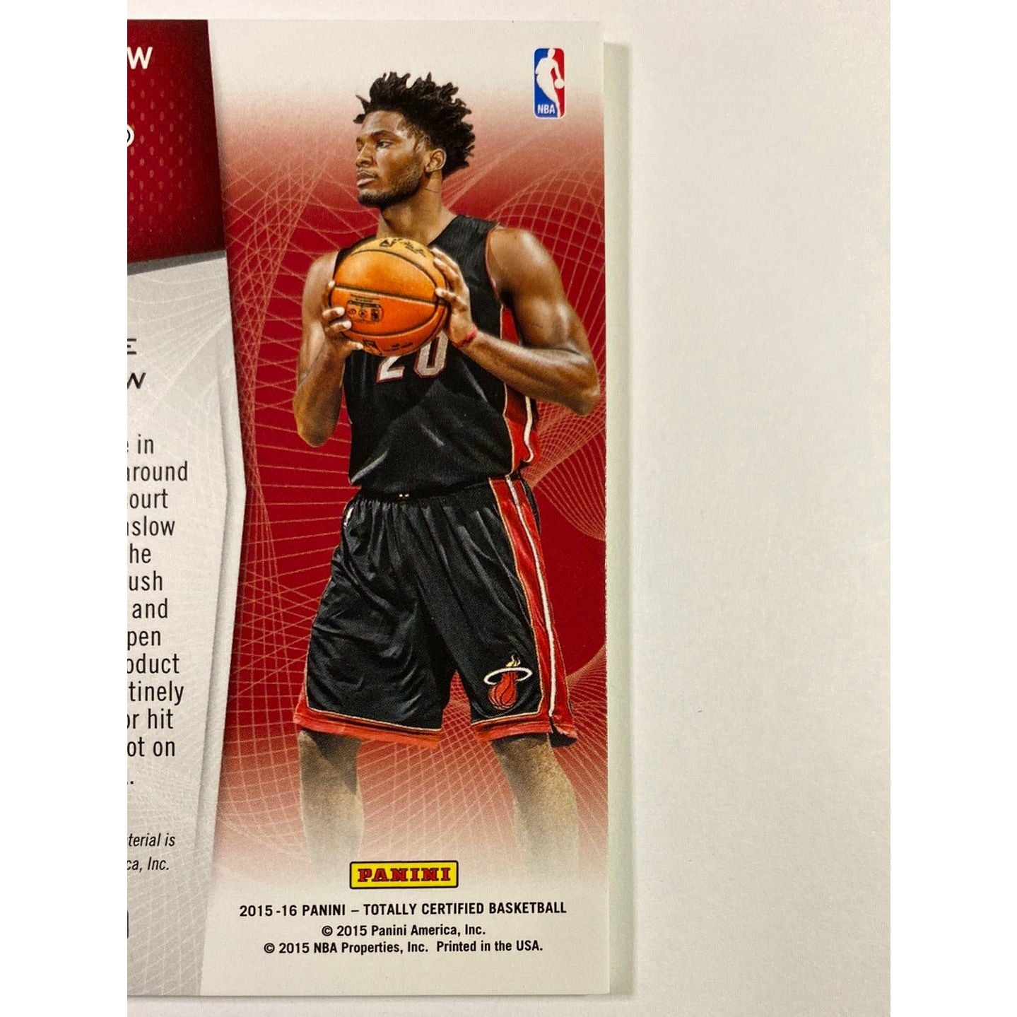 2015-16 Totally Certified Justise Winslow Fabric of the Game RC /199