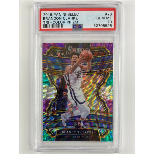 2019-20 Select Brandon Clarke Tri Color Prizm RC PSA 10 GEM MINT