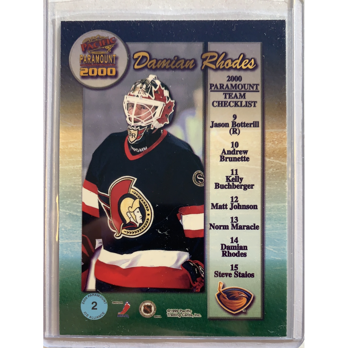  2000-01 Pacific Paramount Damian Rhodes Ice Alliance  Local Legends Cards & Collectibles