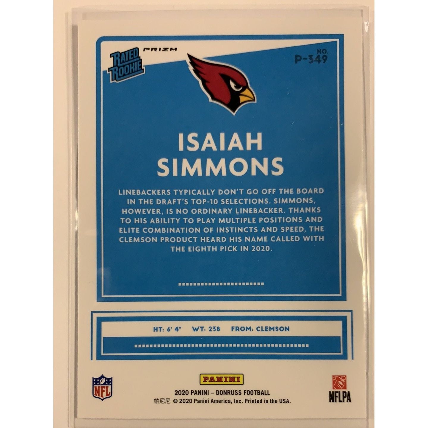  2020 Donruss Optic Isaiah Simmons Rated Rookie Prizm  Local Legends Cards & Collectibles