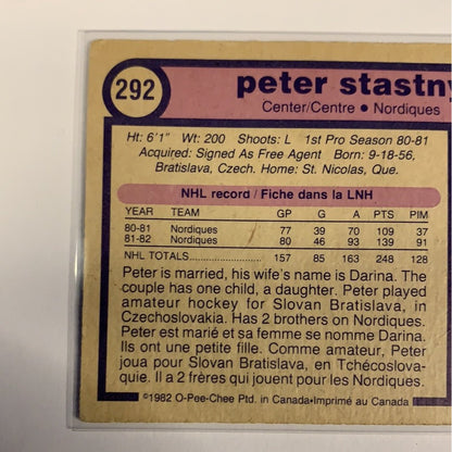  1982-83 O-Pee-Chee Peter Stastny Base #292  Local Legends Cards & Collectibles