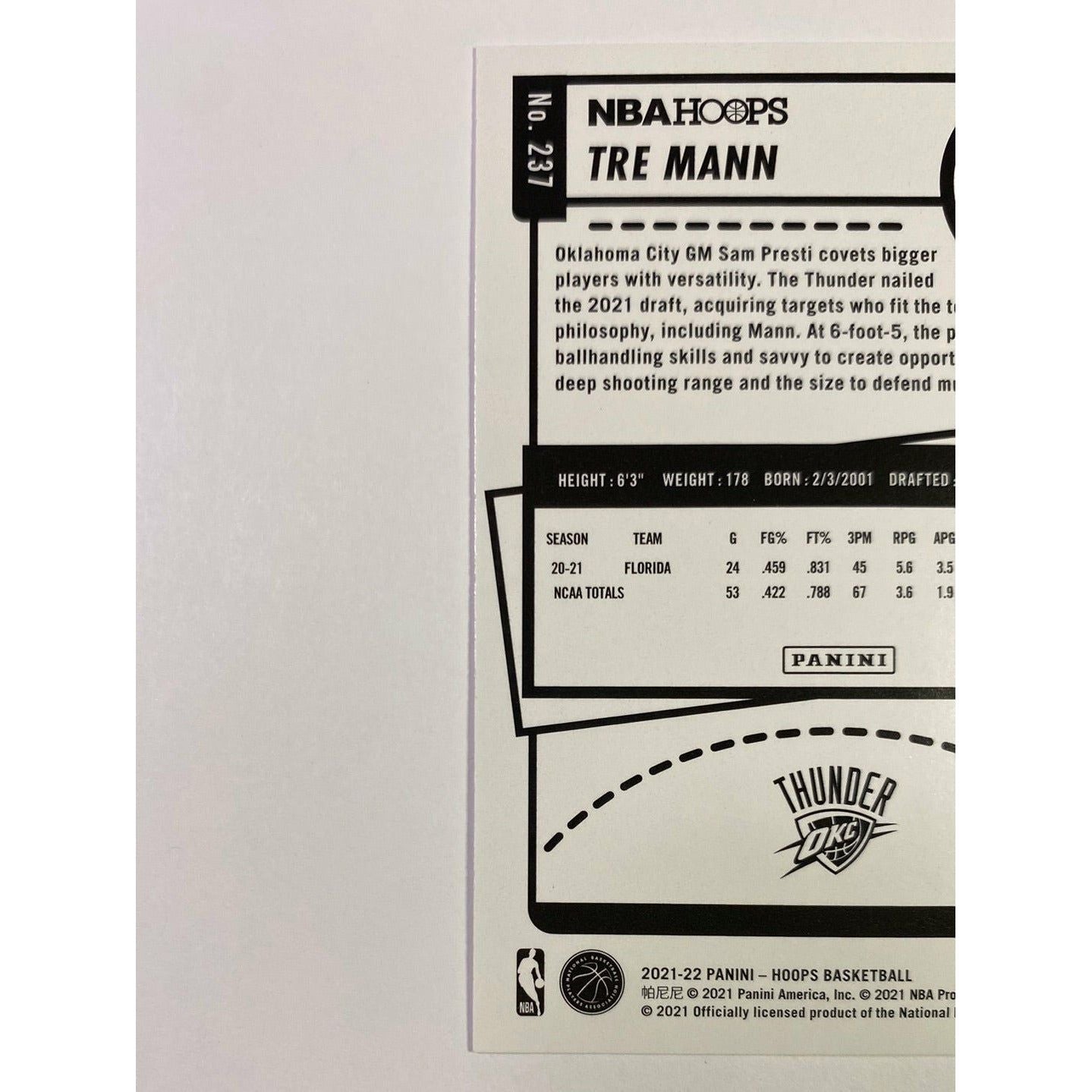 2021-22 NBA Hoops Tre Mann RC