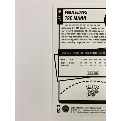 2021-22 NBA Hoops Tre Mann RC