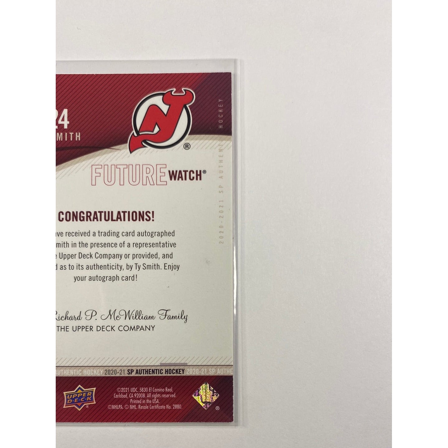 2020-21 SP Authentic Ty Smith Retro Future Watch Auto /399