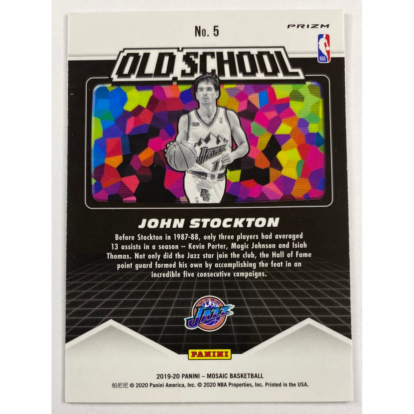 2019-20 Mosaic John Stockton Old School Silver Mosaic Prizm