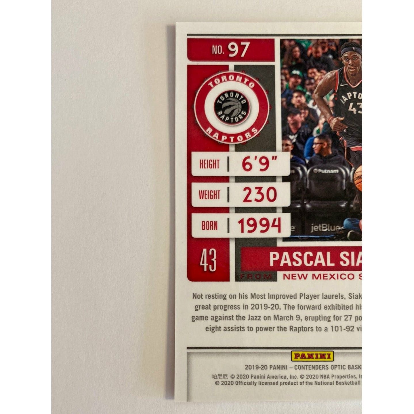 2019-20 Contenders Optic Pascal Siakam Red Wave Prizm