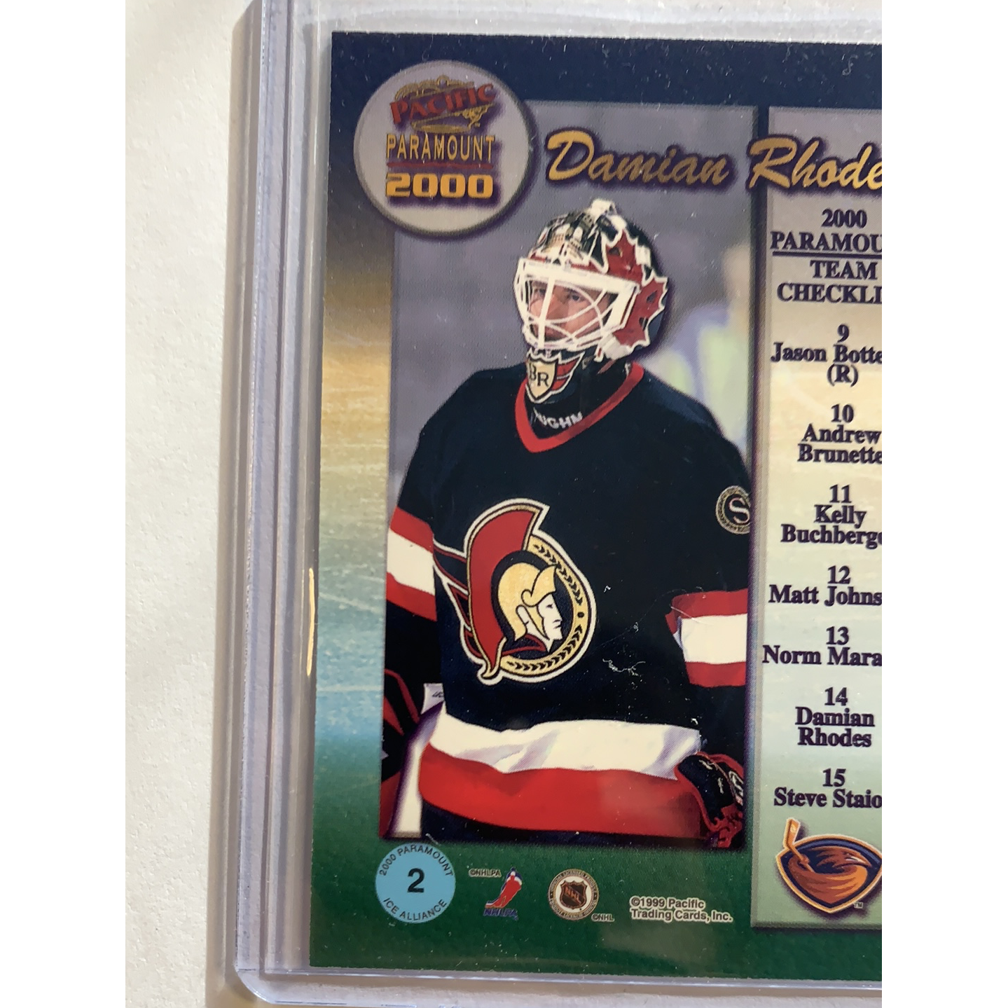  2000-01 Pacific Paramount Damian Rhodes Ice Alliance  Local Legends Cards & Collectibles