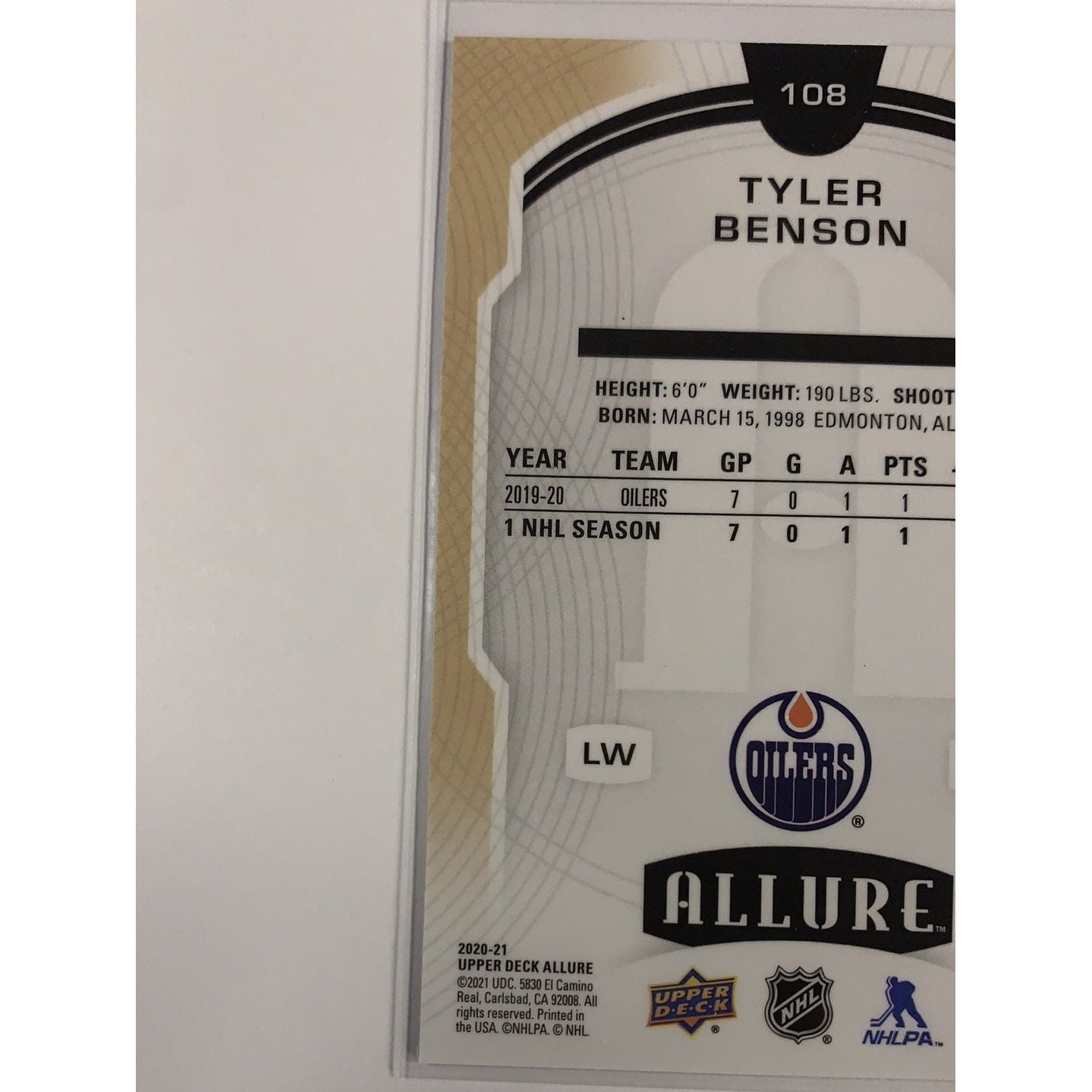  2020-21 Allure Tyler Benson Rookie Card  Local Legends Cards & Collectibles