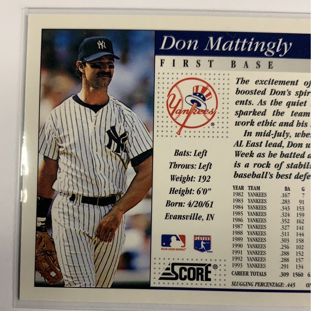  1993 Score Don Mattingly #23  Local Legends Cards & Collectibles