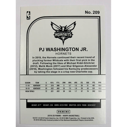 2019-20 Hoops Pk Washington Jr RC