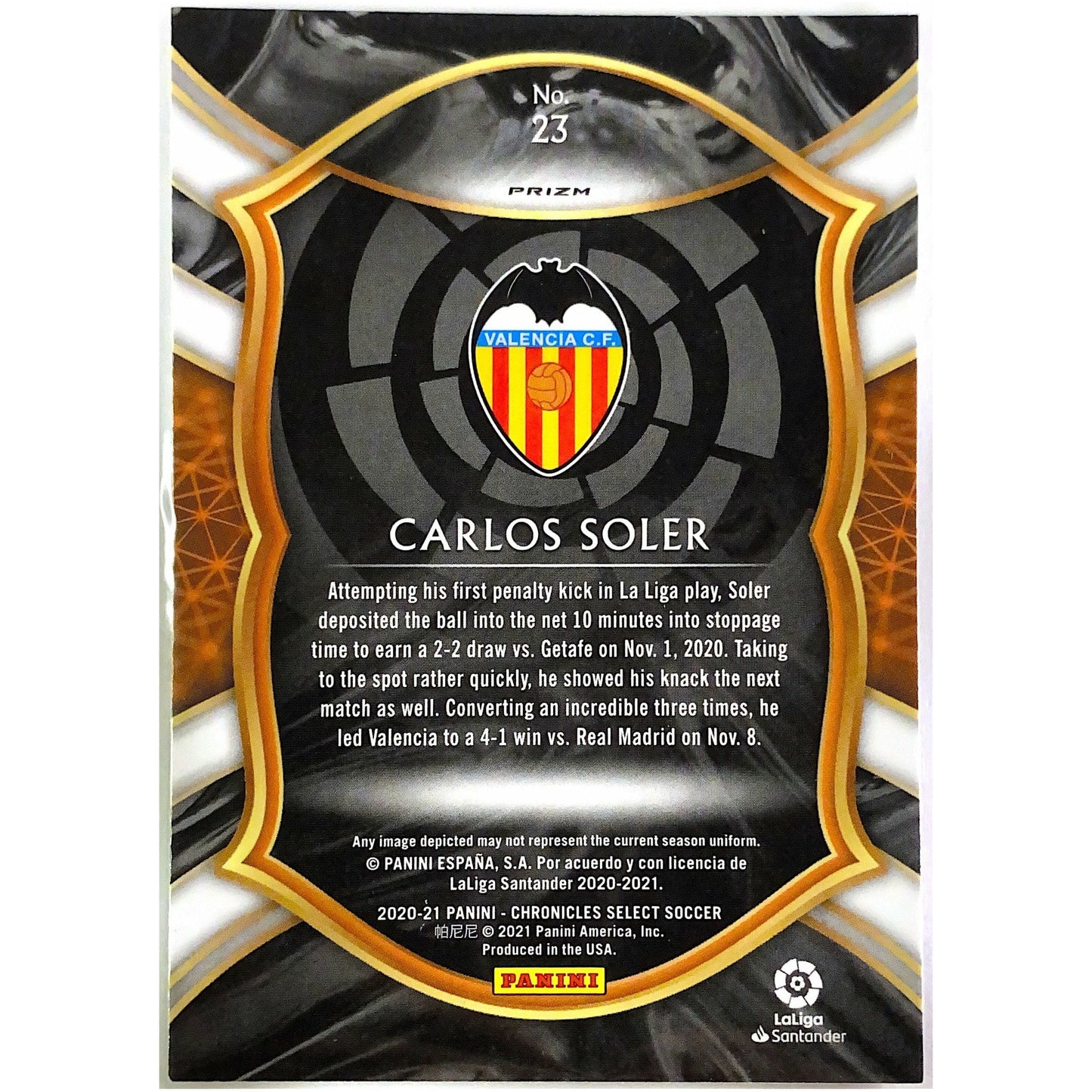 2020-21 Chronicles Select Carlos Soler Purple Mojo Prizm