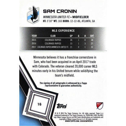 2018 Topps Sam Cronin Autograph