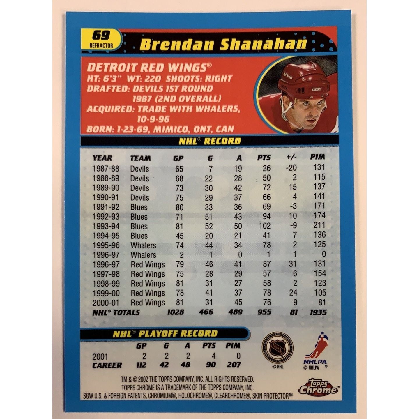  2002 Topps Chrome Brendan Shanahan Refractor  Local Legends Cards & Collectibles
