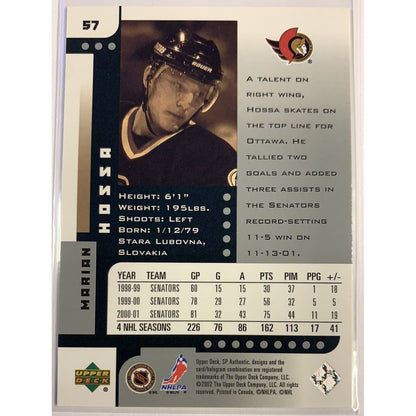  2001-02 Sp Authentic Marian Hossa Base #57  Local Legends Cards & Collectibles
