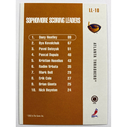 2003-04 In The Game Dany Heatley League Leaders Tops Scoring Sophomore