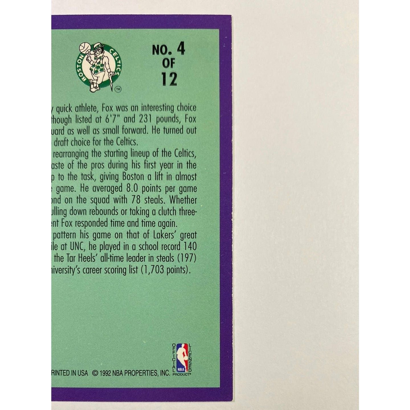 1992-93 Fleer Rick Fox Rookie Sensations  Local Legends Cards & Collectibles