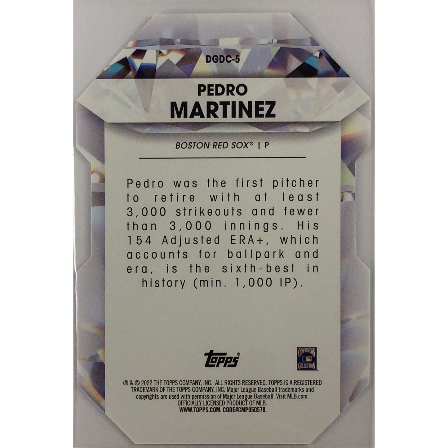 2022 Topps Pedro Martínez Diamond Greats Die Cut Refractor