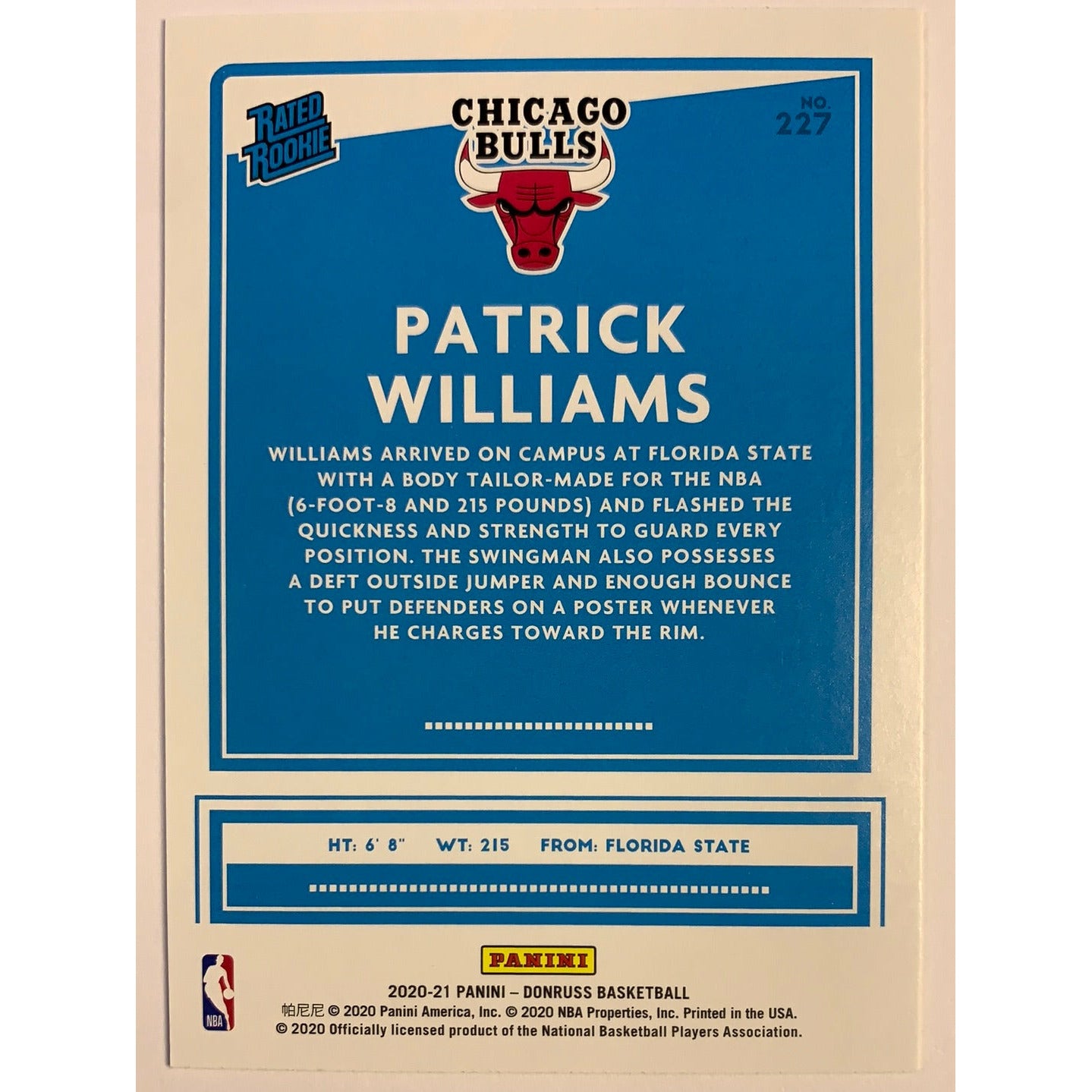2020-21 Donruss Patrick Williams Rated Rookie