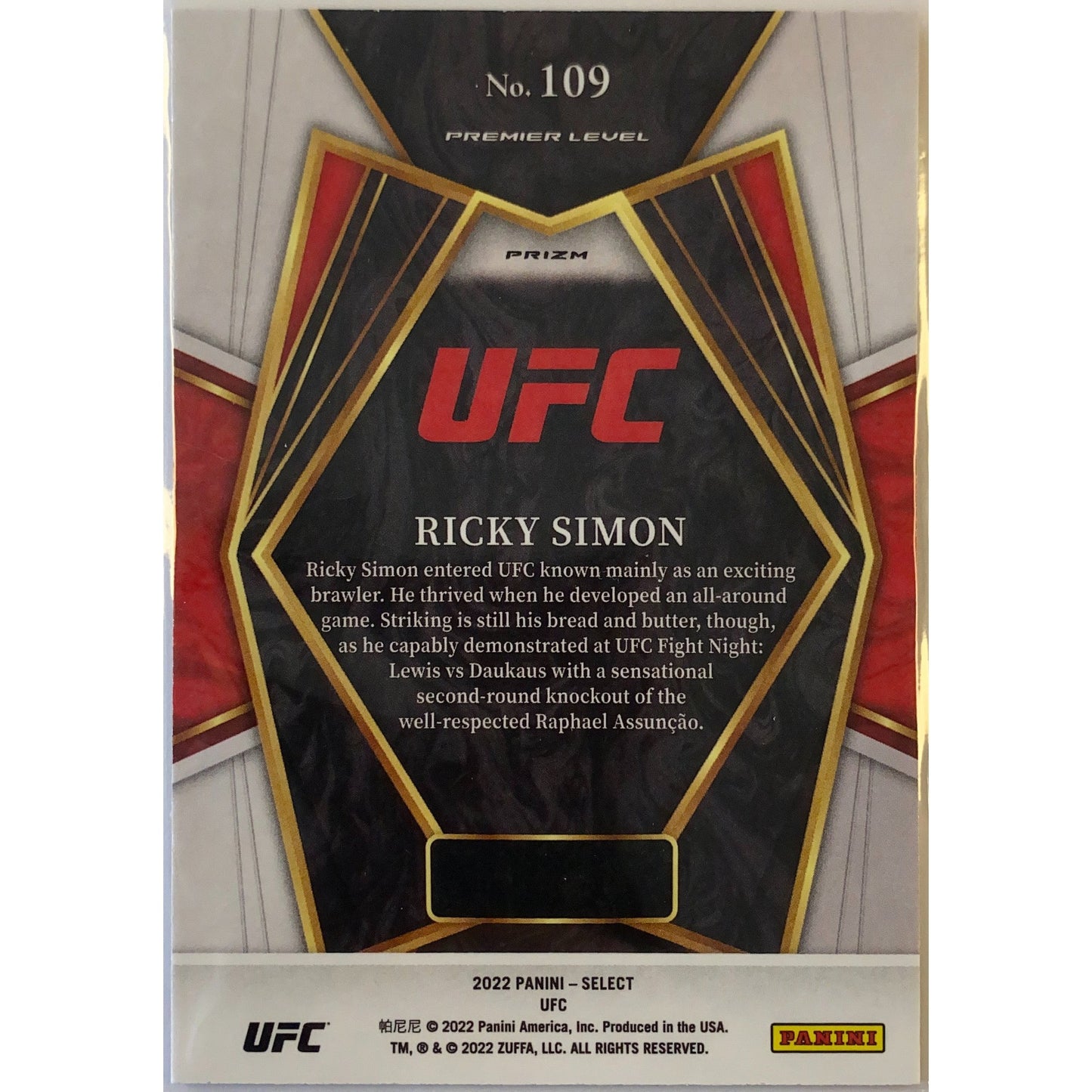 2022 Select Ricky Simon Orange Flash Prizm RC