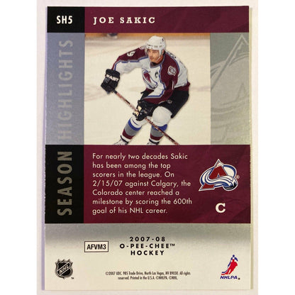 2007-08 O-Pee-Chee Joe Sakic Season Highlights