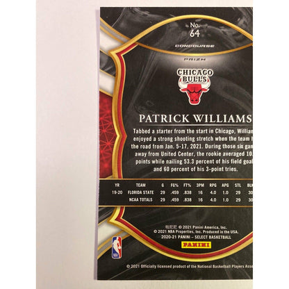 2020-21 Select Patrick Williams Concourse Level Blue Prizm SP RC