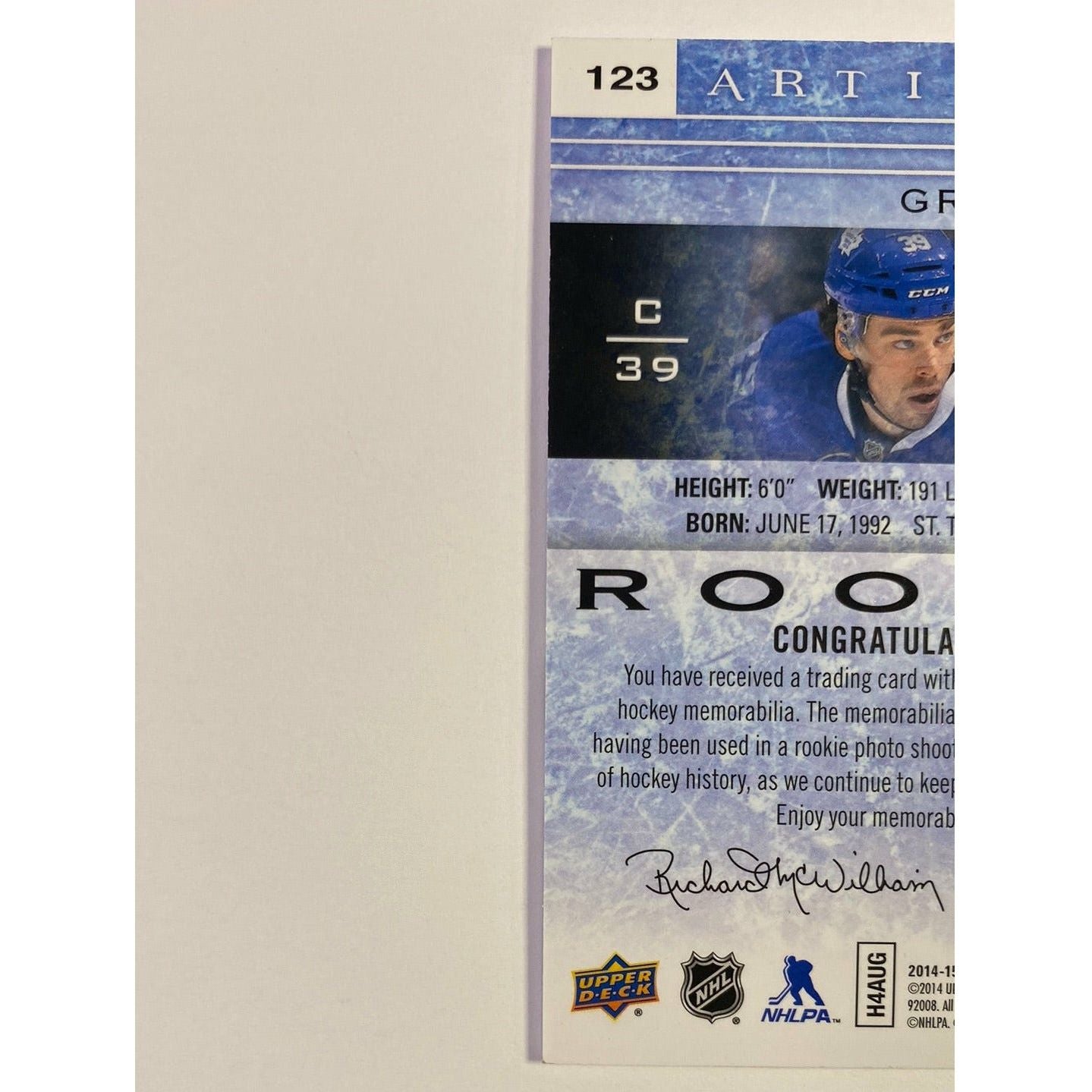 2014-15 Artifacts Greg Mckegg Rookie Jersey Patch /399