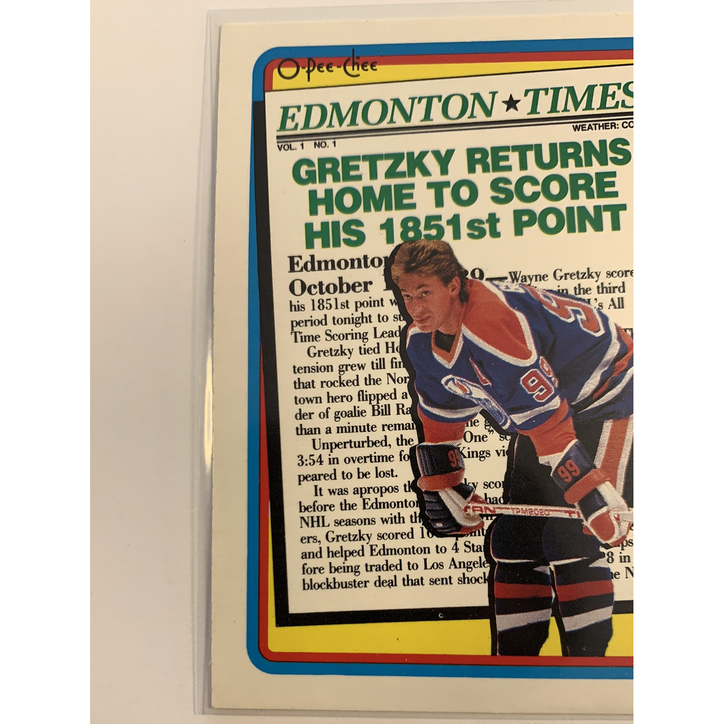  1989-90 O-Pee-Chee Wayne Gretzky Edmonton Times  Local Legends Cards & Collectibles