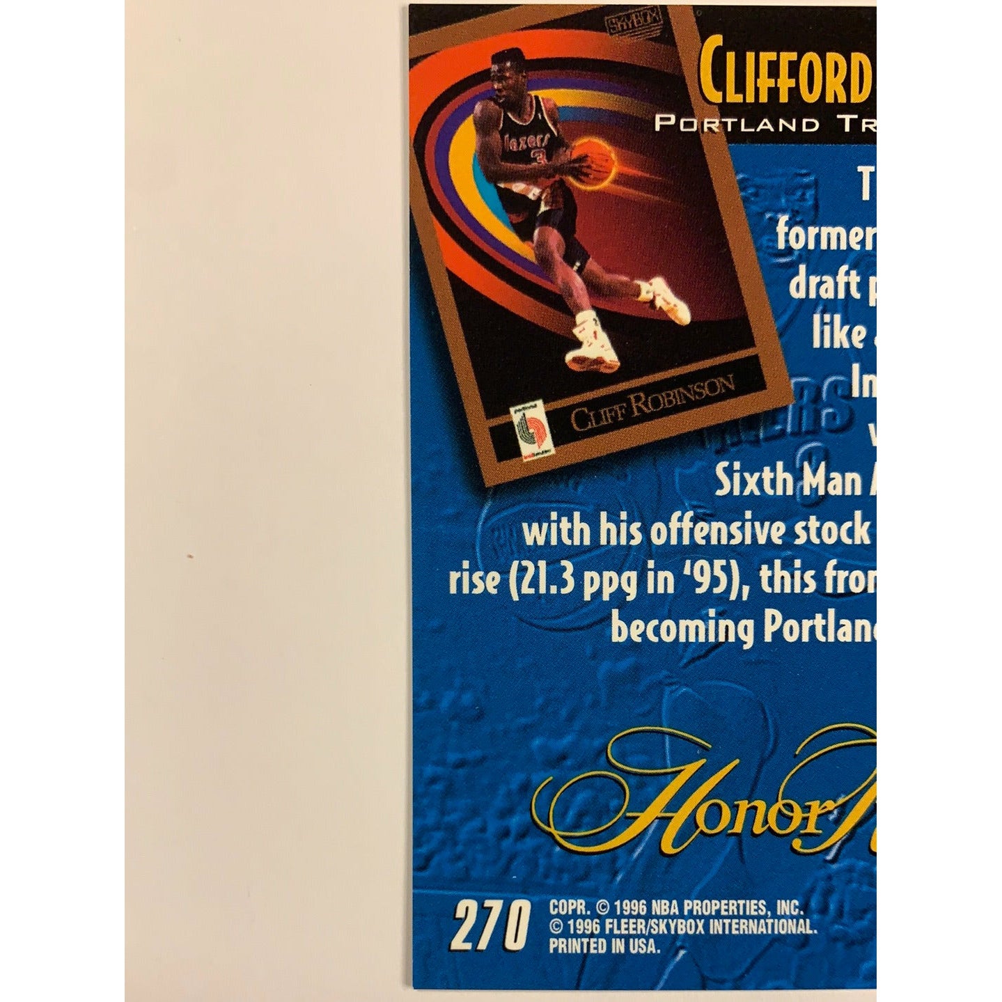 1996 Fleer Skybox Clifford Robinson Honor Roll