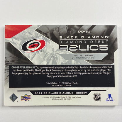 2021-22 Black Diamond Seth Jarvis Diamond Debut Relics