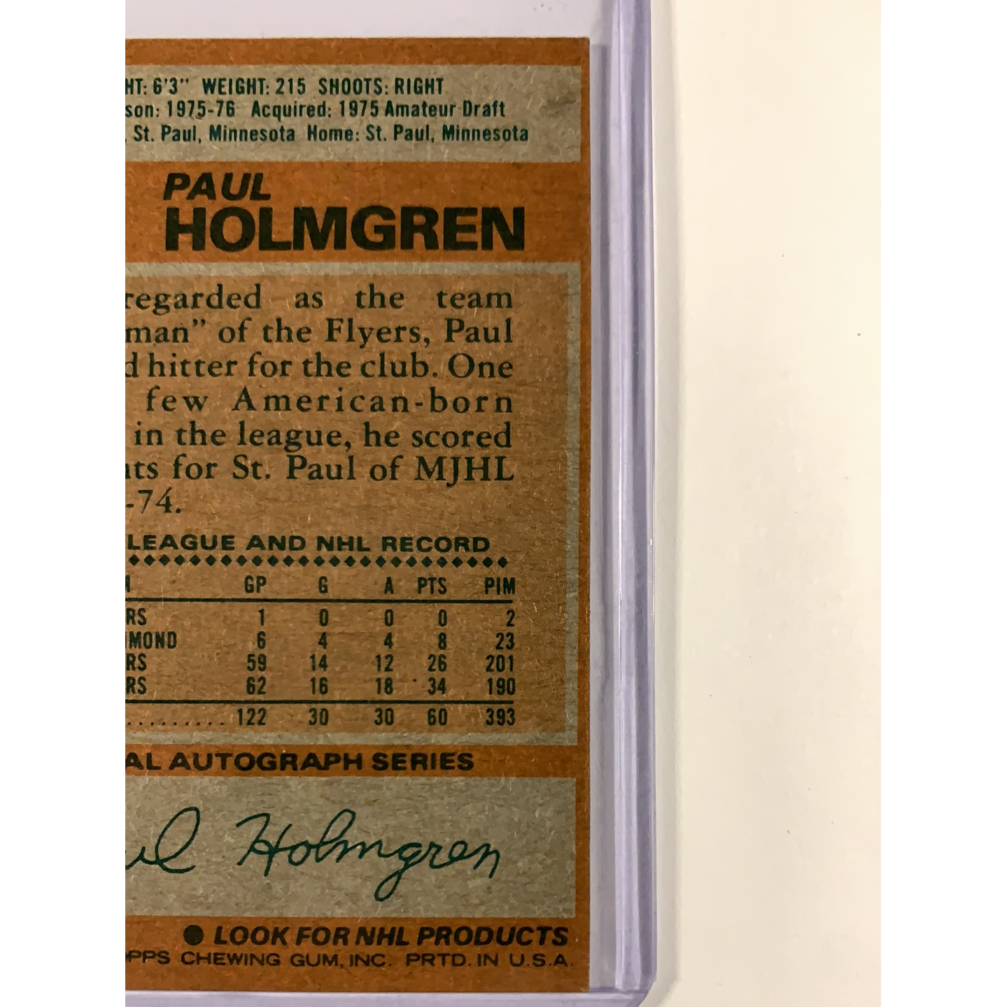  1978-78 Topps Paul Holmgren In Person Auto  Local Legends Cards & Collectibles