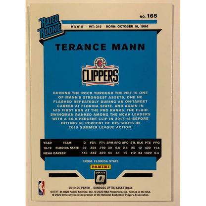 2019-20 Donruss Optic Terance Mann Rated Rookie