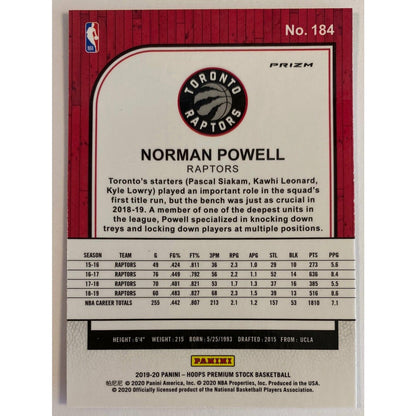 2019-20 Hoops Premium Stock Norman Powell Purple Fast Break Prizm