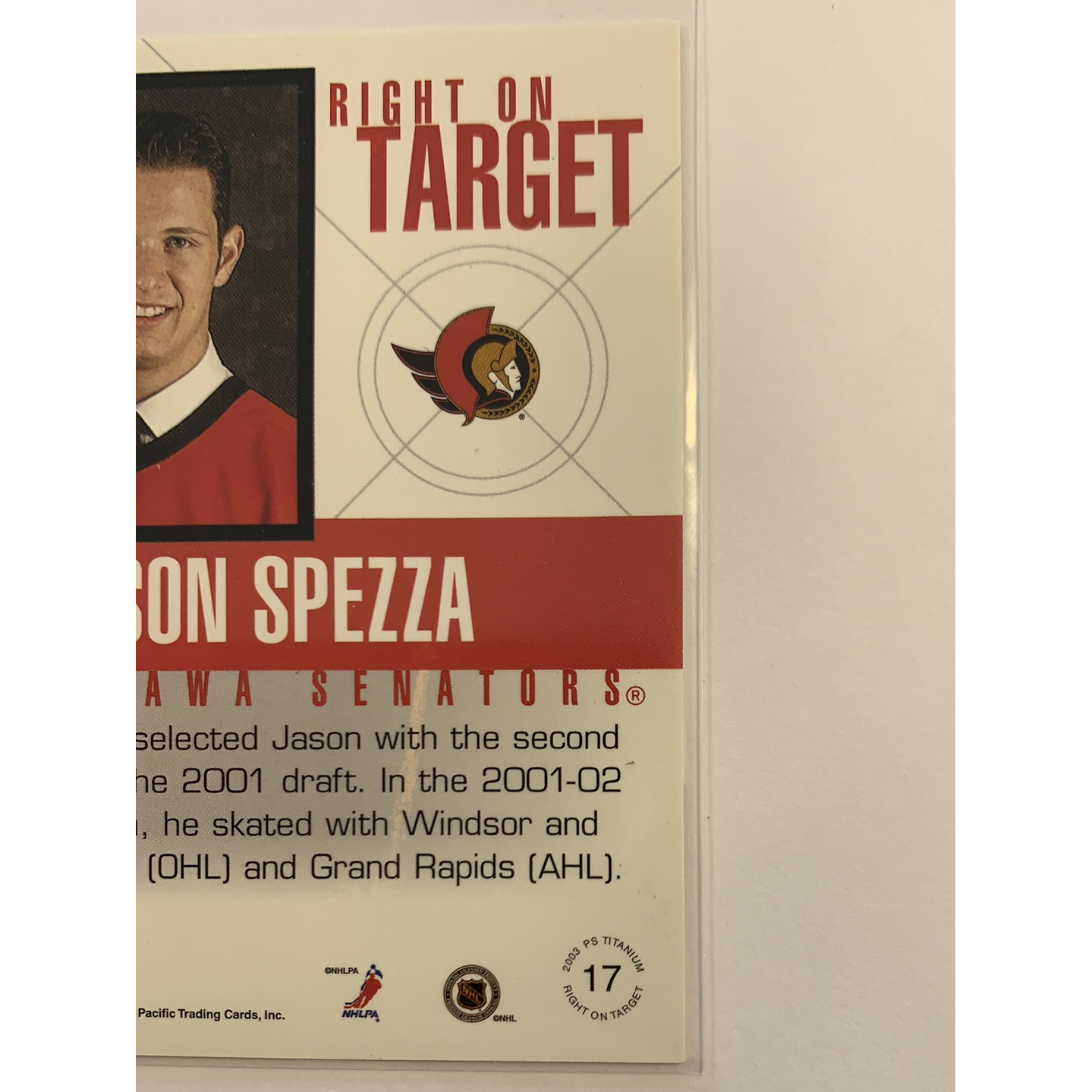  2003 Pacific Titanium Jason Spezza Right On Target  Local Legends Cards & Collectibles