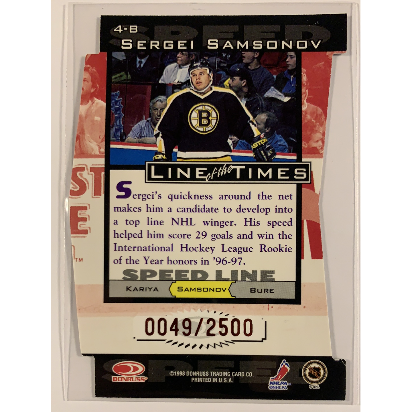  1998-99 Donruss Sergei Samsonov Line of the Times /2500  Local Legends Cards & Collectibles