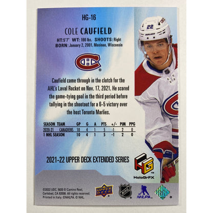 2021-22 Upper Deck Extended Series Cole Caulfield HoloGrFX