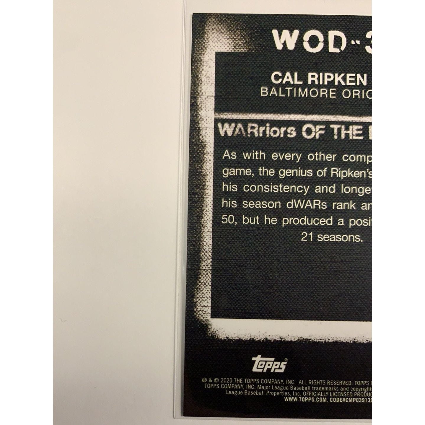  2020 Topps WARiors of the Diamond Cal Ripkin Jr  Local Legends Cards & Collectibles