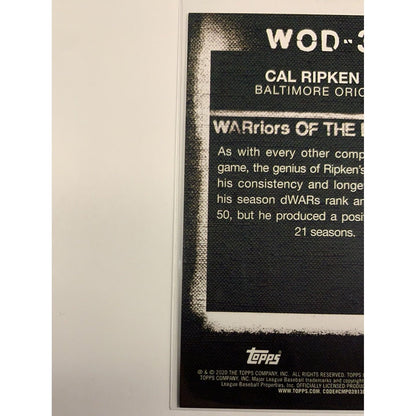  2020 Topps WARiors of the Diamond Cal Ripkin Jr  Local Legends Cards & Collectibles