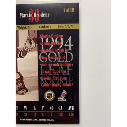  1994 Donruss The Leaf Set Martin Brodeur Rookie Card  Local Legends Cards & Collectibles