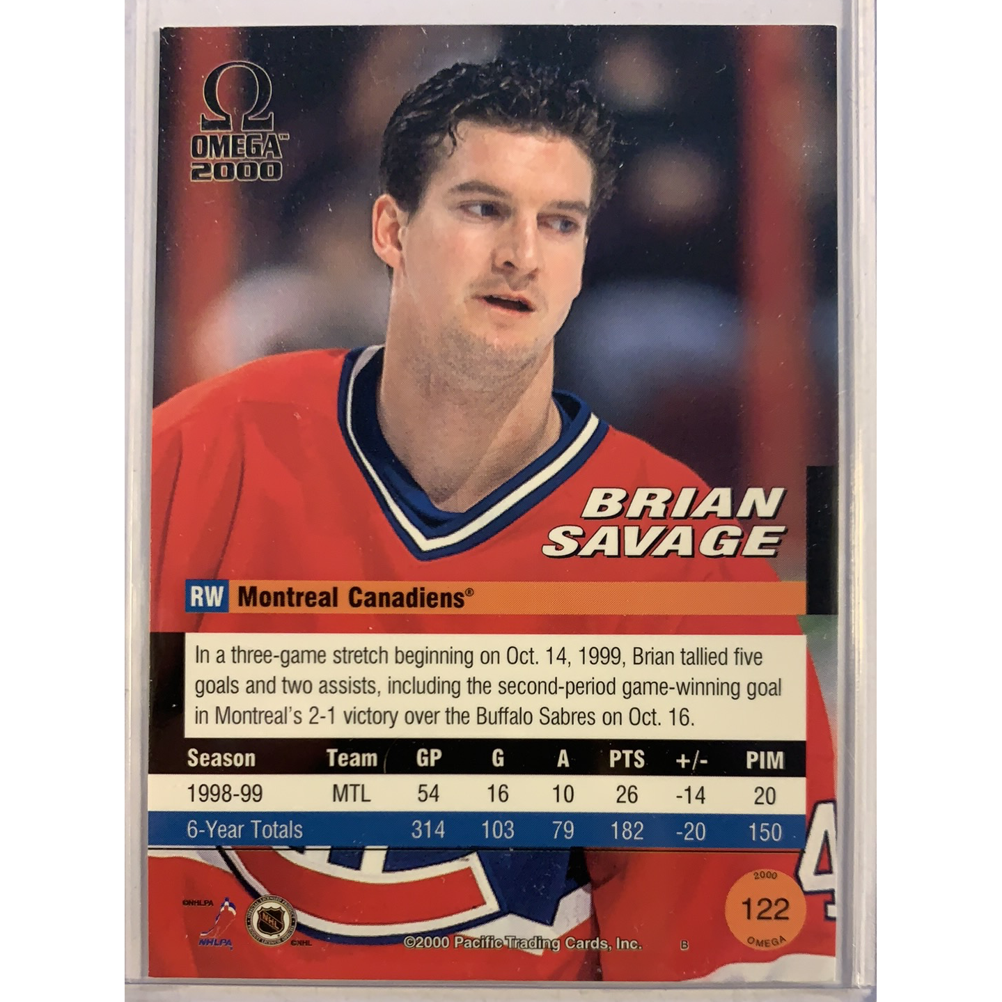  2000-01 Pacific Omega Brian Savage /99  Local Legends Cards & Collectibles