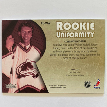 2005-06 Fleer Wojtek Wolski Rookie Uniformity Jersey Patch