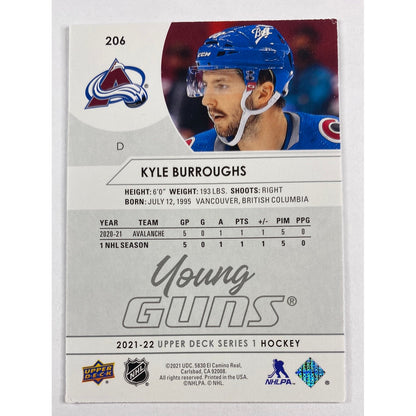 2021-22 Upper Deck Series 1 Kyle Burroughs Young Guns