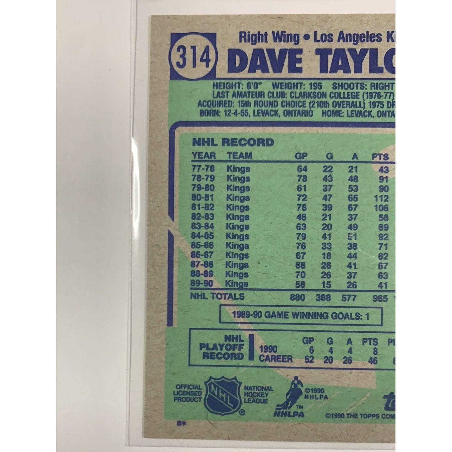  1990 Topps Dave Taylor In Person Auto  Local Legends Cards & Collectibles