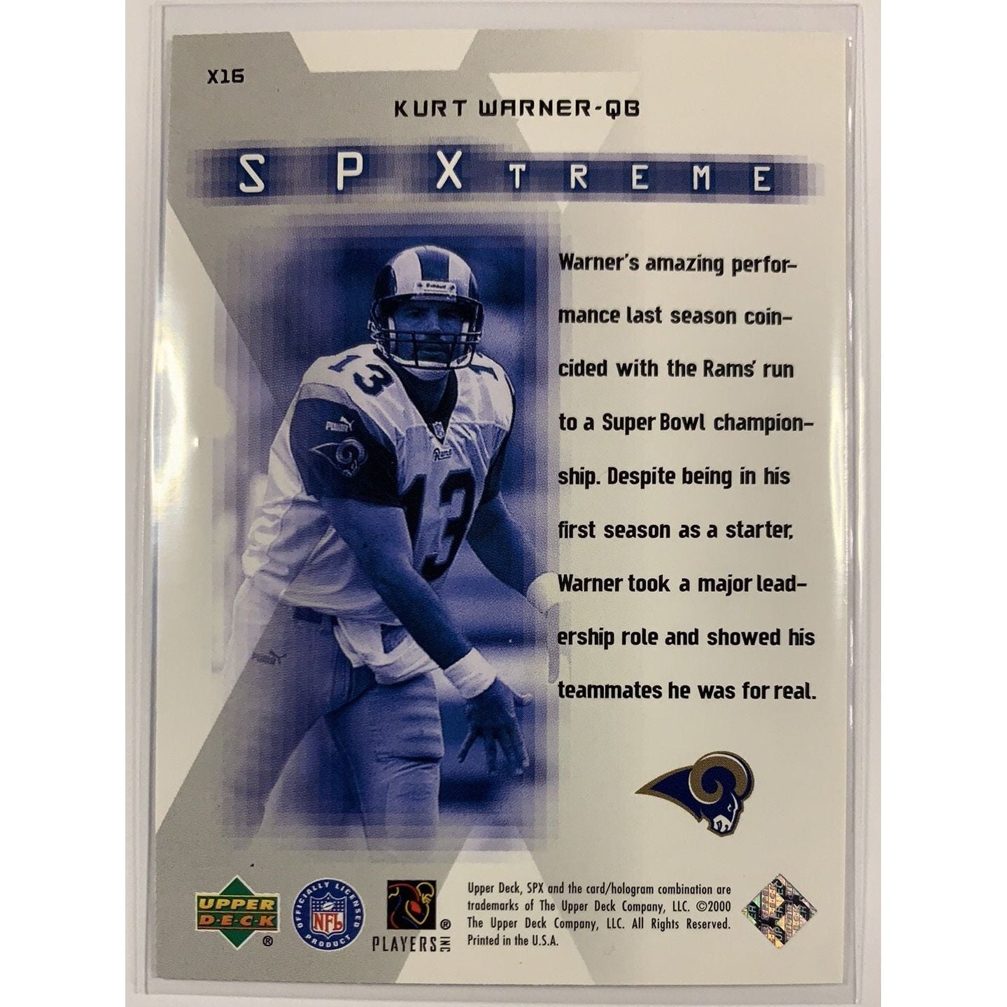  2000 SPx Kurt Warner SP Xtreme  Local Legends Cards & Collectibles