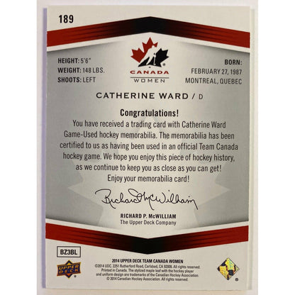 2014-15 Upper Deck Team Canada Women Catherine Ward