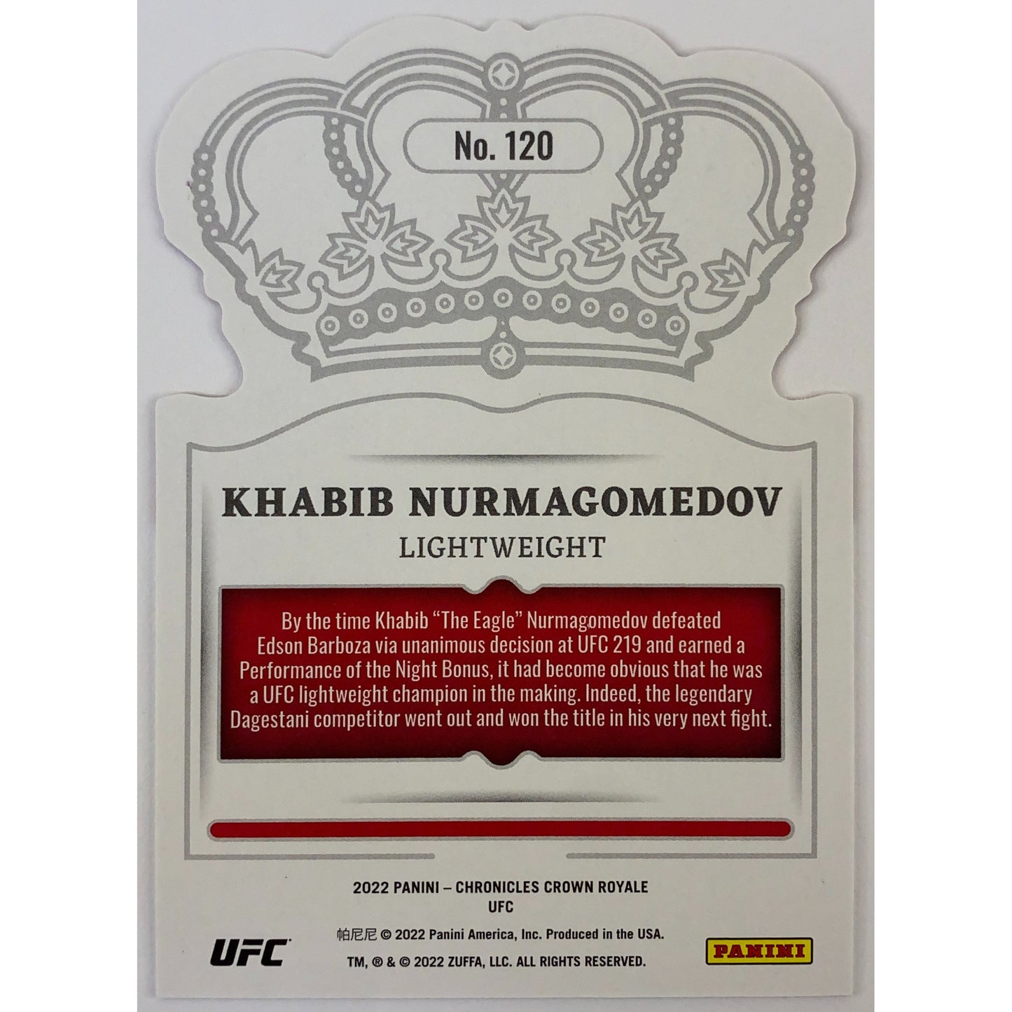 2022 Chronicles Crown Royal Khabib Nurmagomedov Red /199