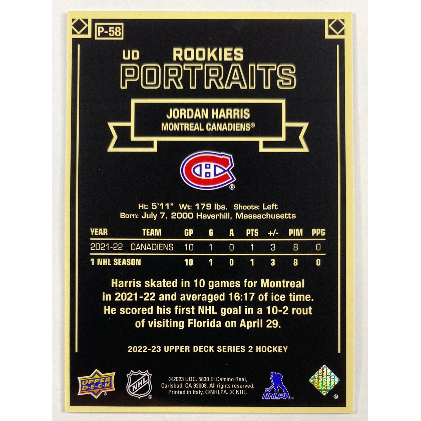 2022-23 Series 2 Jordan Harris Rookies Portraits